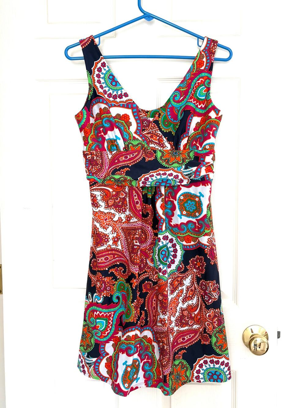 Jude Connally Dress Paisley Small Empire Waist Ruched Stretch USA Made Size S
